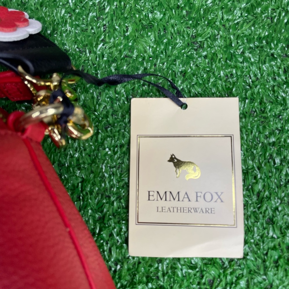Emma Fox Red Leather Ruffle Satchel - Picture 2 of 9